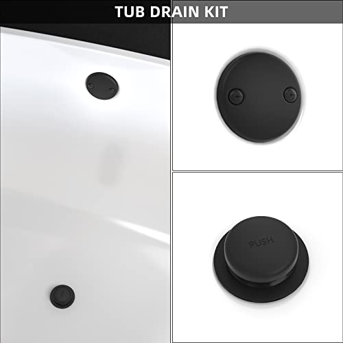 Citymoor Matte Black Bath Tub Drain and Overflow Kit, Universal All Metal Tip-Toe Bathtub Drain Replacement Kit with Fine/Coarse Thread - Image 2
