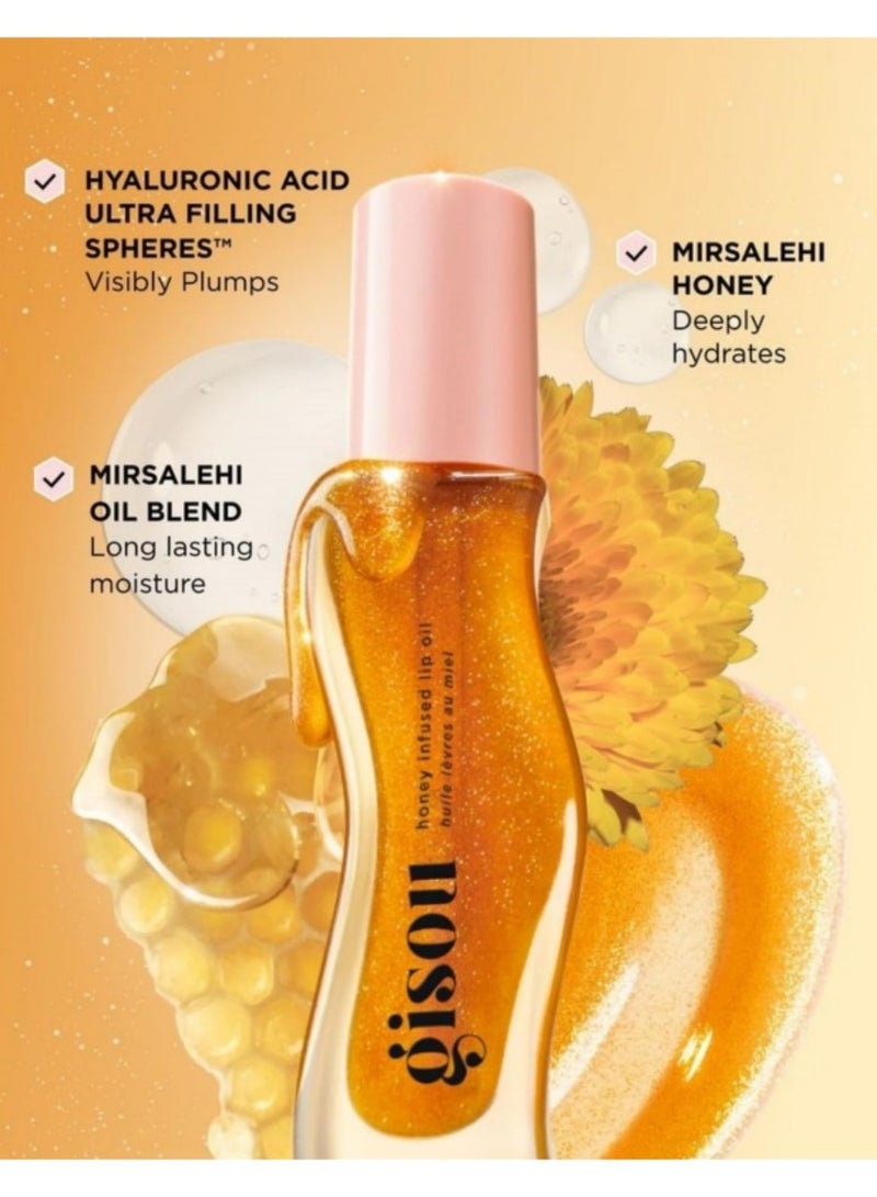 Gisou Golden Shimmer Glow Honey Infused Lip Oil - Hydrating, Nourishing, and Naturally Enhancing Formula for Luxurious Lips - Image 3