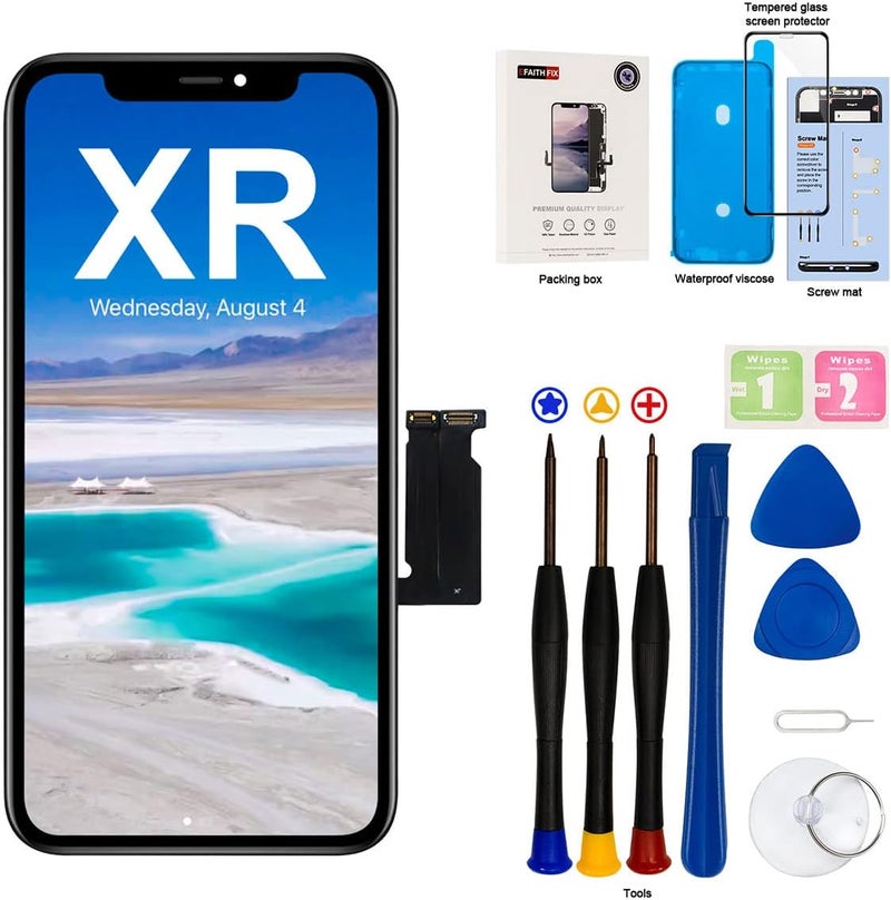 EFAITHFIX iPhone XR LCD Screen Replacement Kit with Repair Tools and Tempered Glass - Image 1