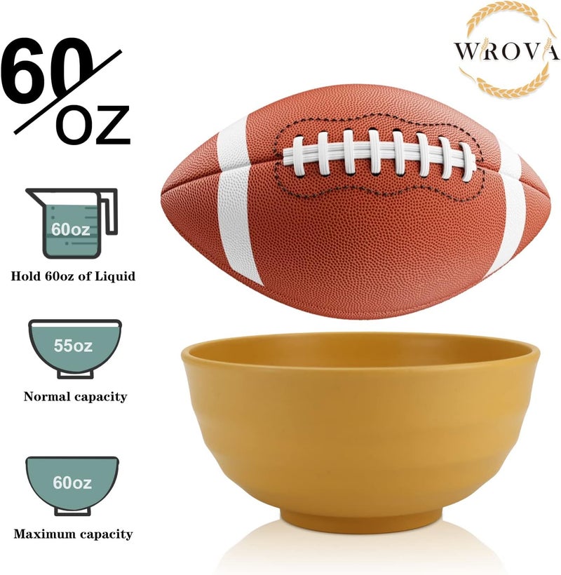 Wrova Wheat Straw Bowls Set 60 OZ Unbreakable Large Cereal Bowls Set of 6 Microwave and Dishwasher Safe Bowls Big Bowls for Apartment and Dorm BPA Free Soup Bowl for Serving Oatmeal and Salad Yellow - Image 3