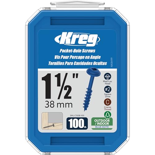 Kreg SML-C150B-100 Blue Kote Pocket Screws, 1 1/2-Inch #8 Coarse Thread, Maxi-Loc Head (100 Count) - Image 3