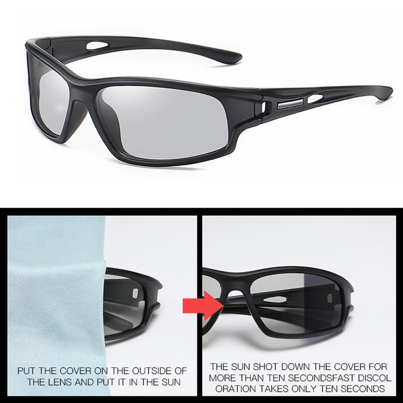 YIMI Polarized Photochromic Driving z87 Sunglasses For Men Women Day and Night safety glasses (Photochromic/Black lens) - Image 3