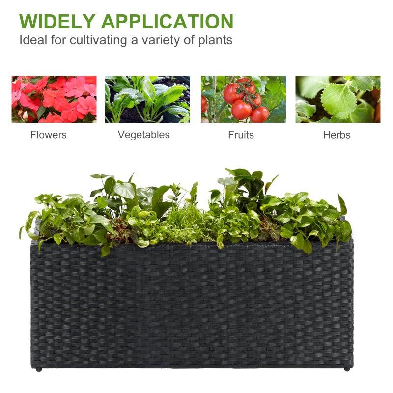 LEWIS&WAYNE Large Rectangular Block Planter Box Handmade Wicker Tall Planters for Outdoor Plants with Removable Liners Modern Planter for Indoor Outdoor Patio Deck - Black, 36''x12''x16'' - Image 5