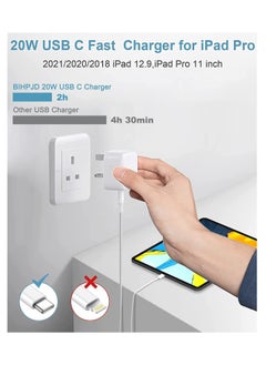 ELTRAZONE USB C charger and plug for ipad Pro, 20W Wall Fast Charger with 6.6FT USB C Fast Charging Cable Compatible for iPad Pro 12.9 5/4/3 Gen,iPad Pro 11 3/2/1 Gen,iPad  - Image 3