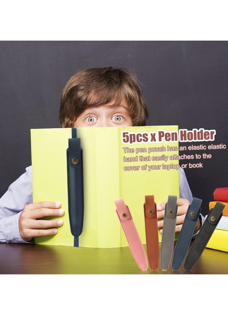 إسكدنيا 5 قطع من حامل القلم المطاطي المطاطي للدفتر الملاحظات حامل الرصاصة الجلدية للدفتر اليومي - Image 4
