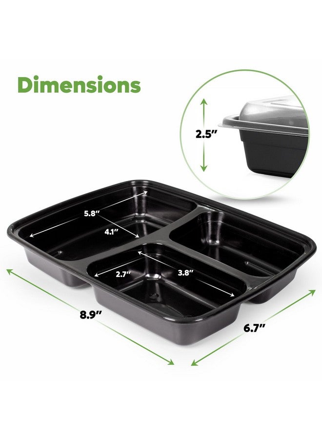 Comfy Package [24 oz - 50 Count 3 Compartment Meal Prep Containers Reusable - Microwaveable, Dishwasher and Freezer Safe, BPA-Free, Portion Control and Convenience Food Storage with Lids, Stackable - Image 2