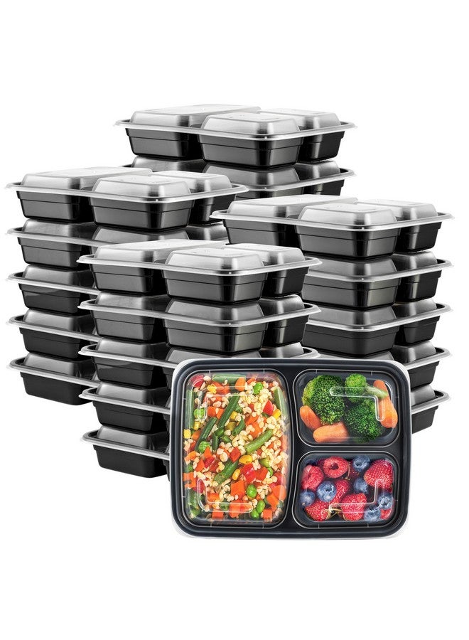 Comfy Package [24 oz - 50 Count 3 Compartment Meal Prep Containers Reusable - Microwaveable, Dishwasher and Freezer Safe, BPA-Free, Portion Control and Convenience Food Storage with Lids, Stackable - Image 1