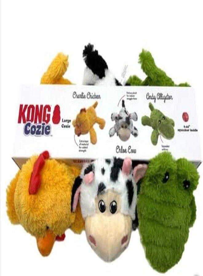 كونج مجموعة ألعاب الكلاب KONG Cozie Play Pack - 3 ألعاب قطيفة تصدر صوتاً، متينة للغاية للمضغ واللعب في الأماكن المغلقة، شخصيات رائعة للكلاب الصغيرة والمتوسطة الحجم - Image 2