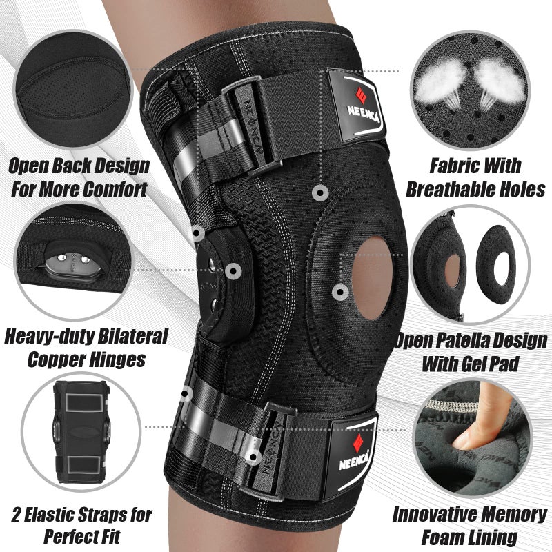 NEENCA Professional Knee Brace for Knee Pain, Adjustable Hinged Knee Support with Removable Side Stabilizers, Strong Stability for Joint Pain Relief, Arthritis, Meniscus Tear, ACL, PCL, Runner, Sports - Image 4