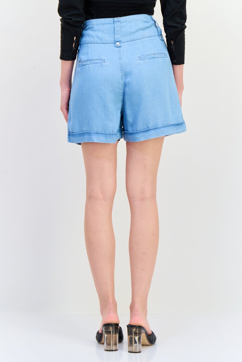 SALSA Women Washed Basic Shorts, Light Blue - Image 4