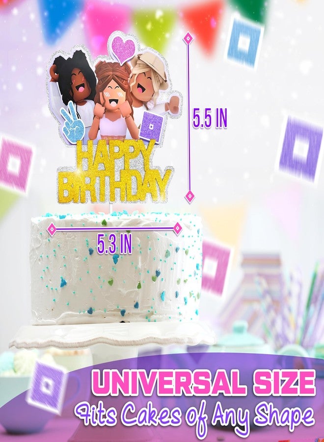 V TOWER Girl Game Birthday Cake Topper for Sandbox Video Game Party Decoration - Image 2