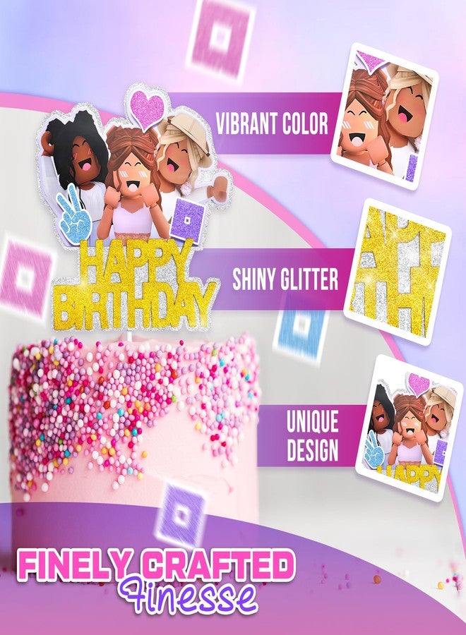 V TOWER Girl Game Birthday Cake Topper for Sandbox Video Game Party Decoration - Image 4