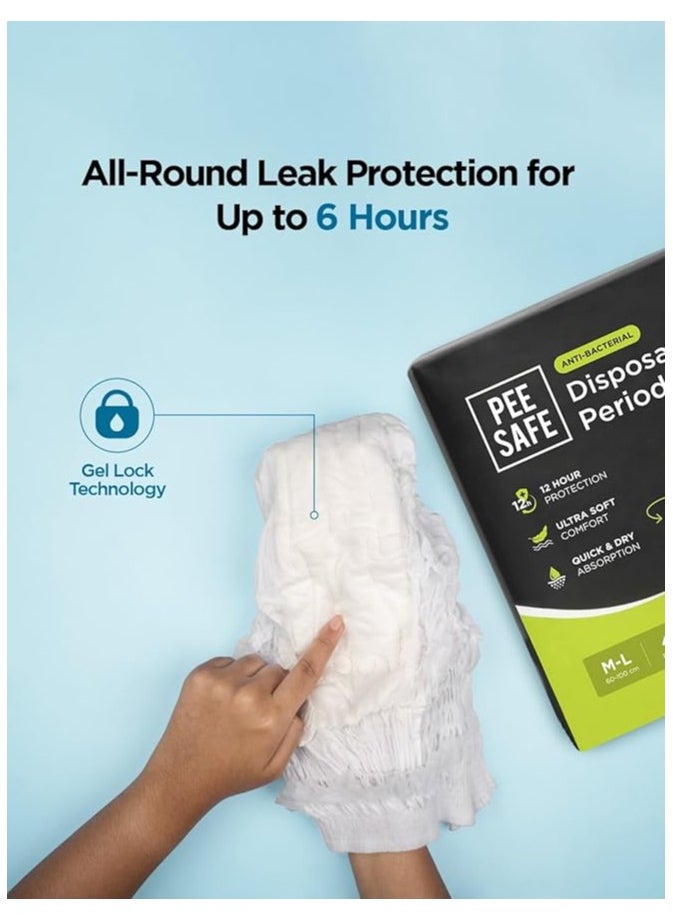 PEESAFE PeeSafe Disposable Period Panties for Women Leak Proof, Period Panty for heavy blood flow, 360° Protection, Overnight Comfort, Rash & Toxin Free, Seamless Fit, Medium to Large size - 4 Panties  - Image 2