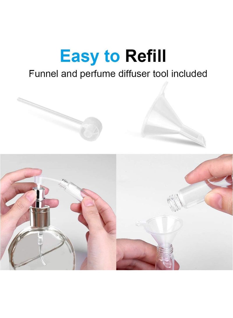 ساني زجاجات عطر سفر قابلة لإعادة التعبئة، 3 قطع سعة 6 مل، زجاجات رذاذ صغيرة محمولة لعطور ما بعد الحلاقة، زجاجات سفر فارغة مع قمع (وردي، فضي، بنفسجي) - Image 5