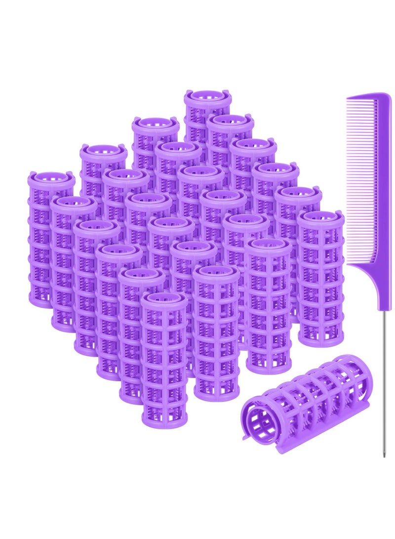 Excefore Hair Roller, 24 Pcs Small Size Plastic Hair Rollers, Hair Curlers with Steel Pintail Comb, Self Grip Rollers,  for Short Hair Long No Heat Hair Curlers Hair Hairdressing Styling Tools - Image 1