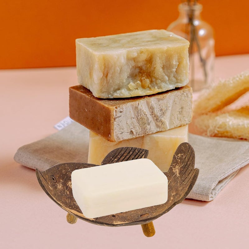 Coconut Shell Soap Dish Holder Fish Style Shower Soap Bar Holder with Drainage for Bathroom and Travel Use - Image 4