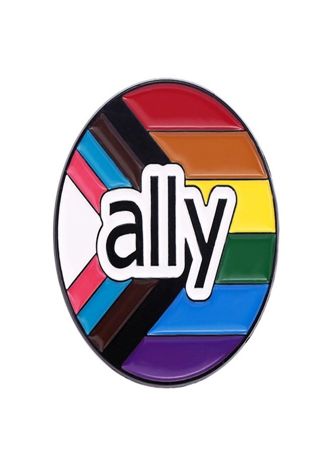 POYAMUSE Rainbow Pride Flag Ally Enamel Brooch Pin for LGBT Equality Supporter, Lapel Pins for Clothes, Backpacks, Hats-ally - Image 1