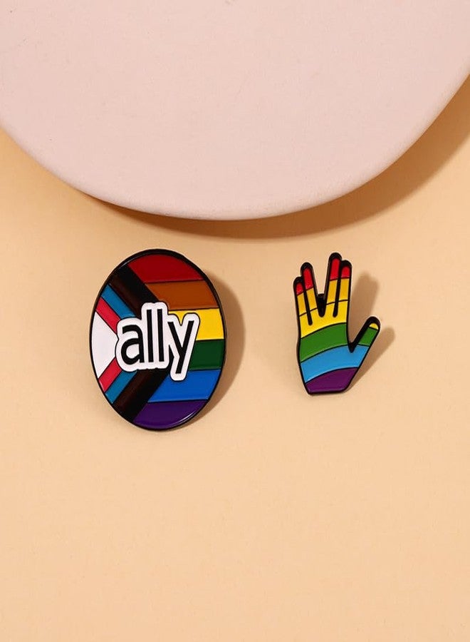 POYAMUSE Rainbow Pride Flag Ally Enamel Brooch Pin for LGBT Equality Supporter, Lapel Pins for Clothes, Backpacks, Hats-ally - Image 3
