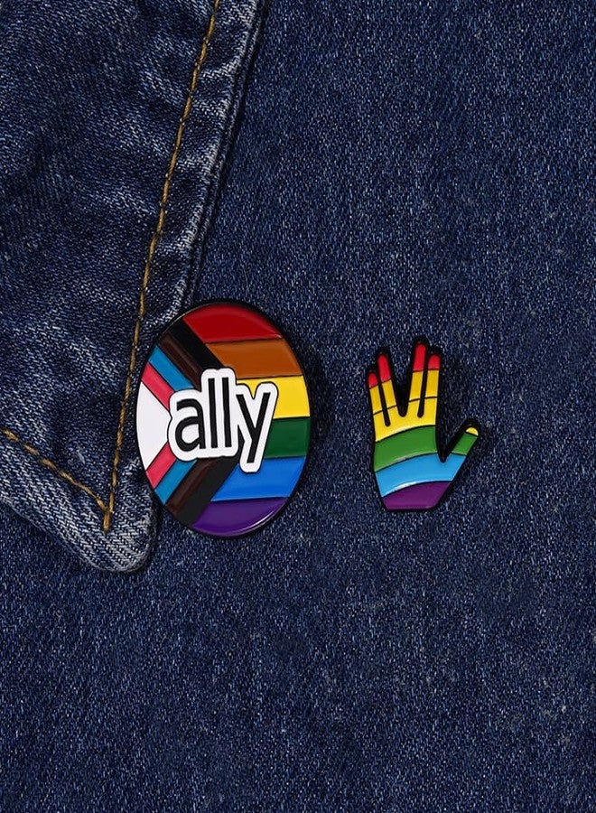 POYAMUSE Rainbow Pride Flag Ally Enamel Brooch Pin for LGBT Equality Supporter, Lapel Pins for Clothes, Backpacks, Hats-ally - Image 2