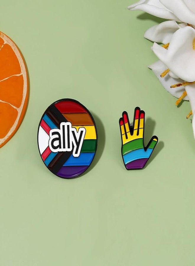 POYAMUSE Rainbow Pride Flag Ally Enamel Brooch Pin for LGBT Equality Supporter, Lapel Pins for Clothes, Backpacks, Hats-ally - Image 4
