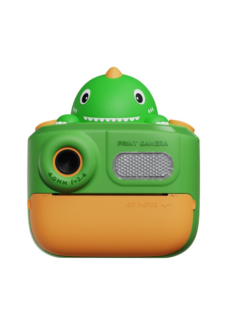 GULFLINK K64 Cute Cartoon Design HD 48 Million Pixels Video Recording 1080P Instant Print Camera Kids Toy for Children - Green - Image 1