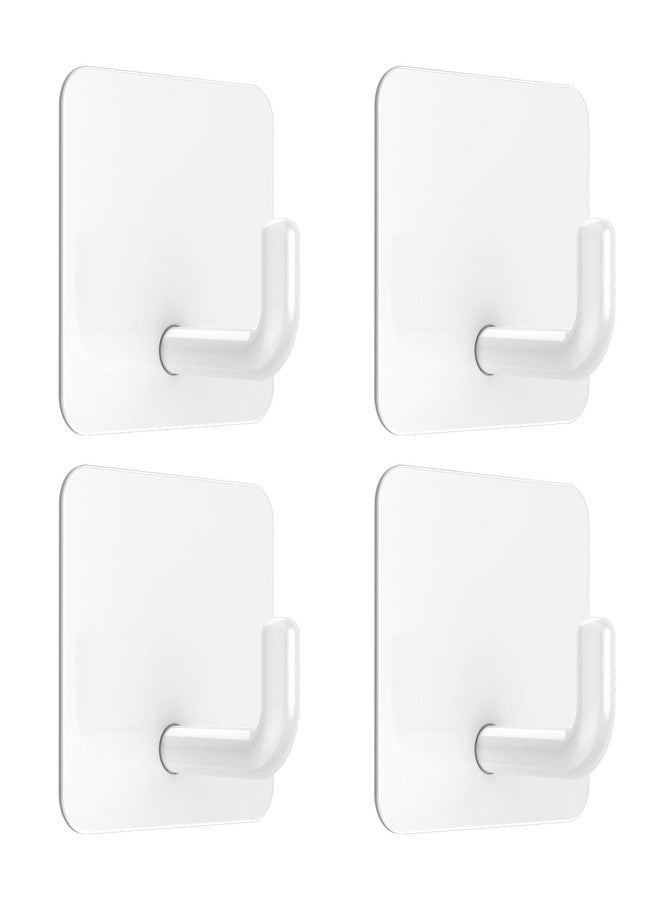 VIS'V Adhesive Hooks, Metal Shower Wall Stick on Hooks, Waterproof, 2 Extra Adhesive Strips, White, 4 Pcs - Image 1