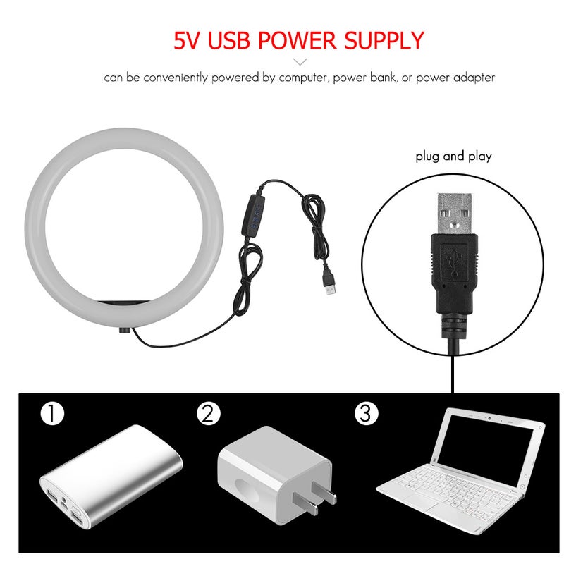 docooler 10 Inch Desktop LED Video Ring Light Lamp Black/White - Image 5