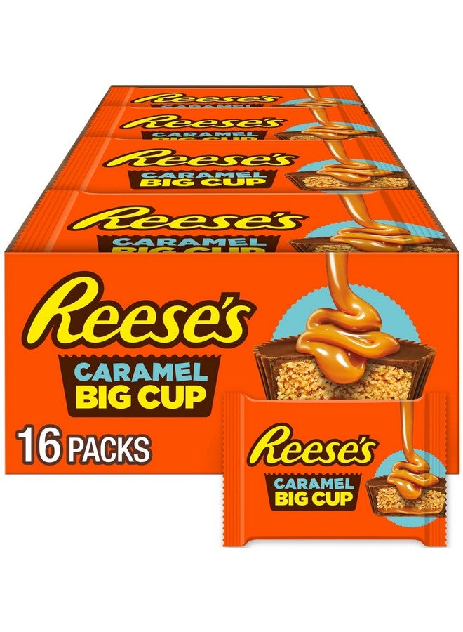 REESE'S Big Cup Caramel Milk Chocolate Peanut Butter Cups, Candy Packs, 1.4 oz (16 Count) - Image 1