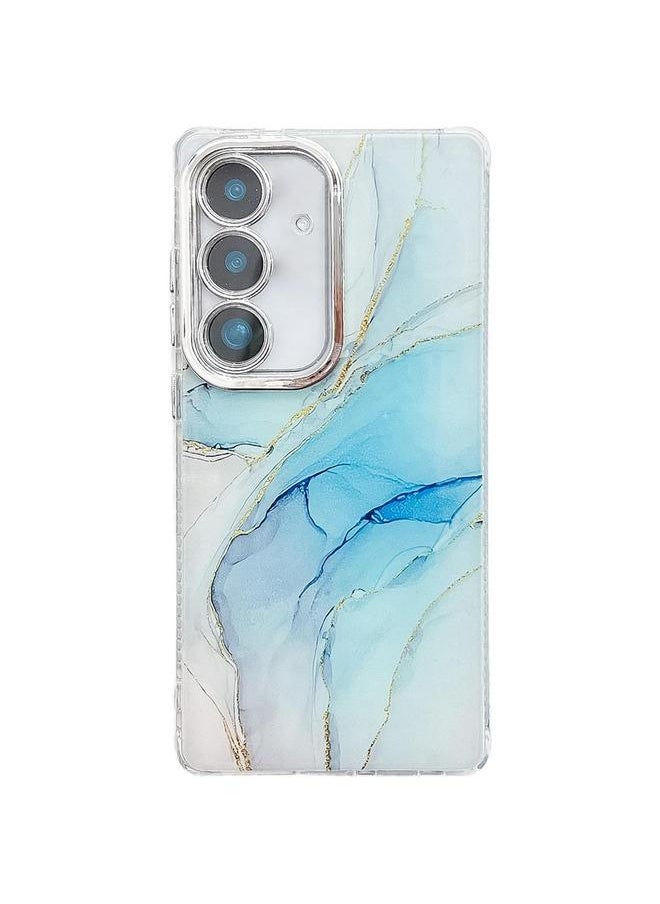 زبون - جراب هاتف Samsung Galaxy A36 5G بنسيج رخامي مطلي بالكهرباء (أزرق فاتح M5) - Image 1
