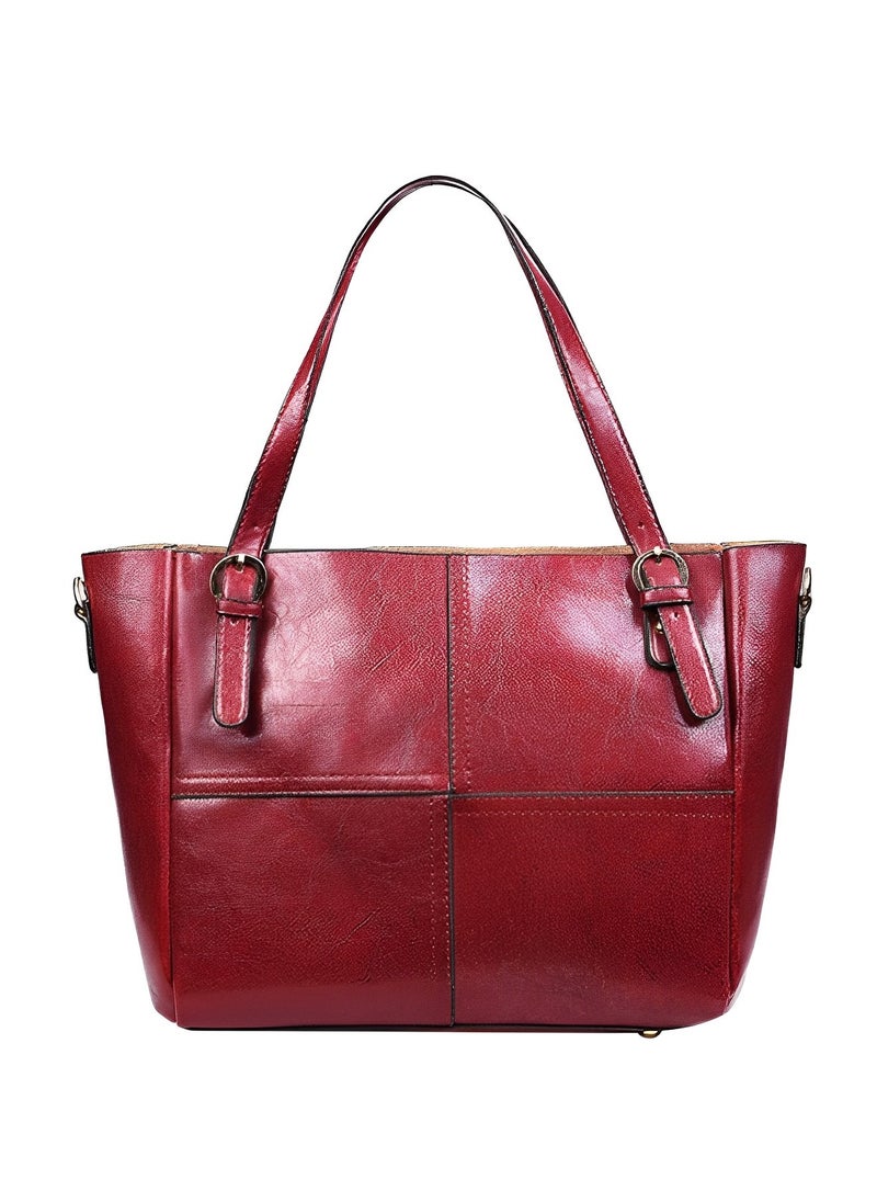 HALAMODO - Genuine Leather Women's Bag Middle-aged and Elderly Women's Mother's Bag Large Capacity Shoulder Crossbody Handbag Sheepskin Soft Leather Bag - Image 1