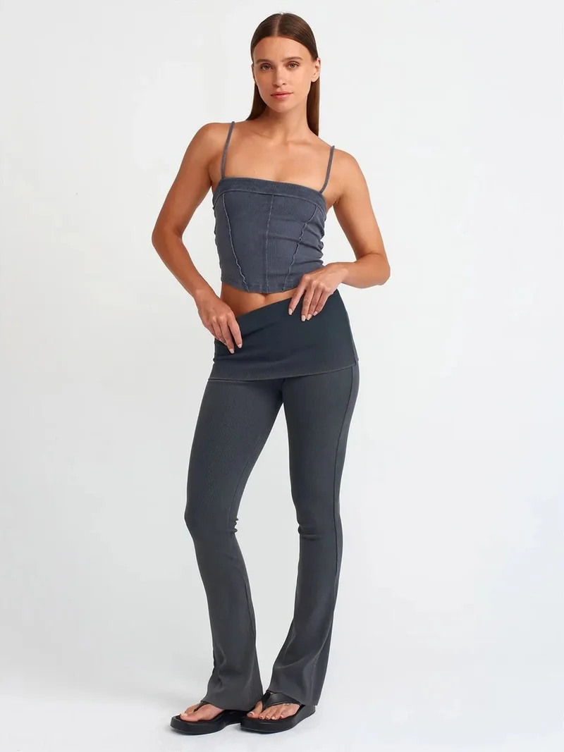 ديلفين DILVIN Women's High-waist Flare Jersey Pants