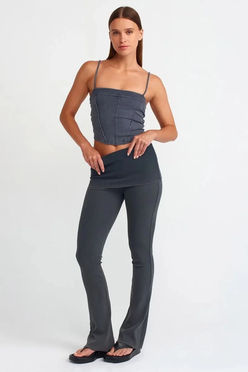 DILVIN Women's High-waist Flare Jersey Pants