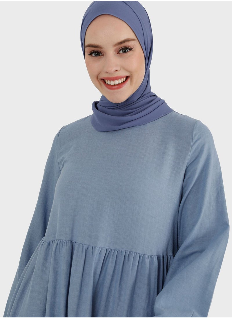Puff Sleeve High Low Tiered Dress