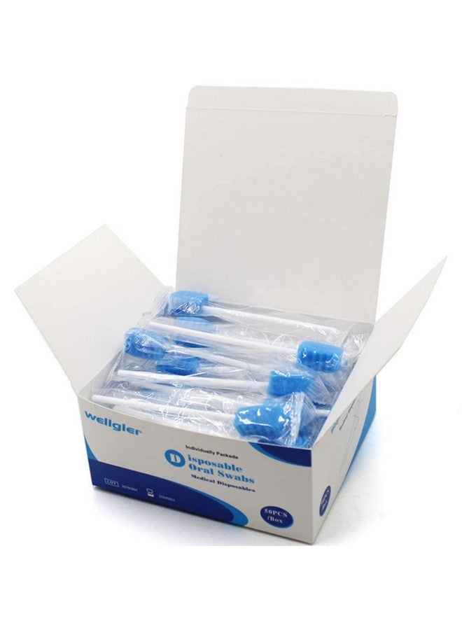 wellgler Disposable Oral Care Swabs Tooth Cleaning Mouth Swabs (50 Blue) - Image 1