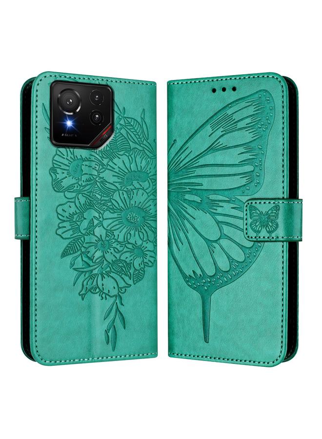 زبون جراب لهاتف Asus ROG Phone 9 / 9 Pro مصنوع من الجلد المنقوش على شكل فراشة - Image 2