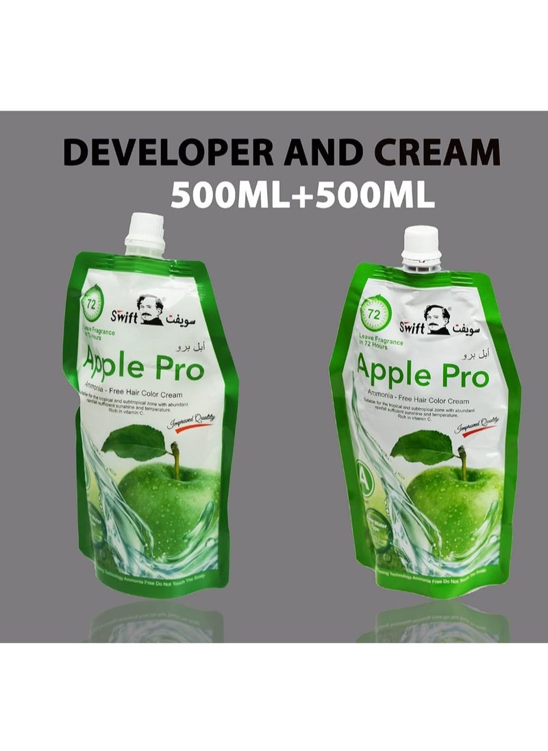 Swift Apple Pro Gray Coverage Hair Dye, Natural Black Hair Color Cream 500ml (Natural Black)  - Image 2