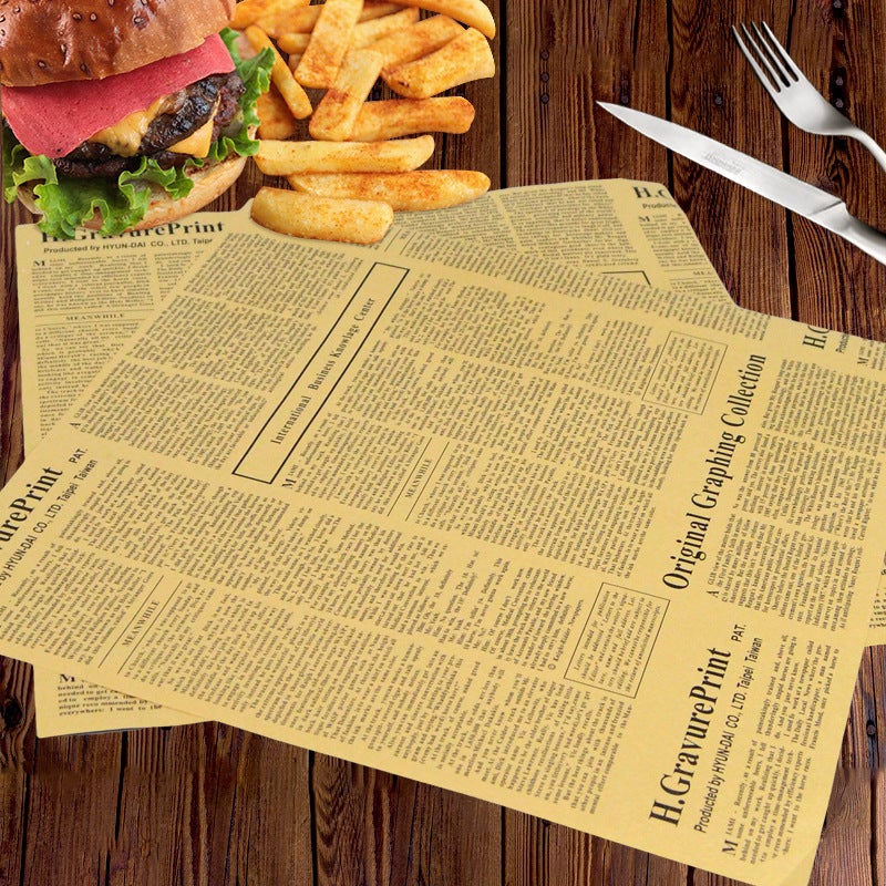 Hamburger Wrapping Paper Commercial Printing Oil-Proof Waterproof Household Sandwich Cowhide Newspaper Oil-Absorbing Paper For French Fries - Image 2