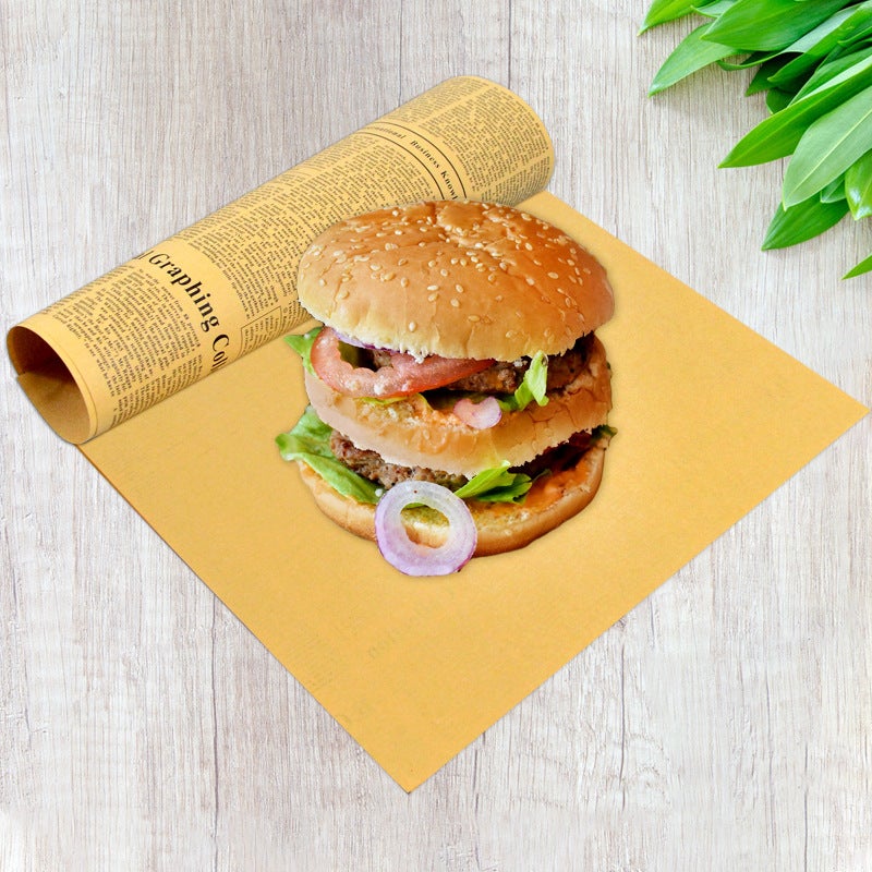 Hamburger Wrapping Paper Commercial Printing Oil-Proof Waterproof Household Sandwich Cowhide Newspaper Oil-Absorbing Paper For French Fries - Image 1