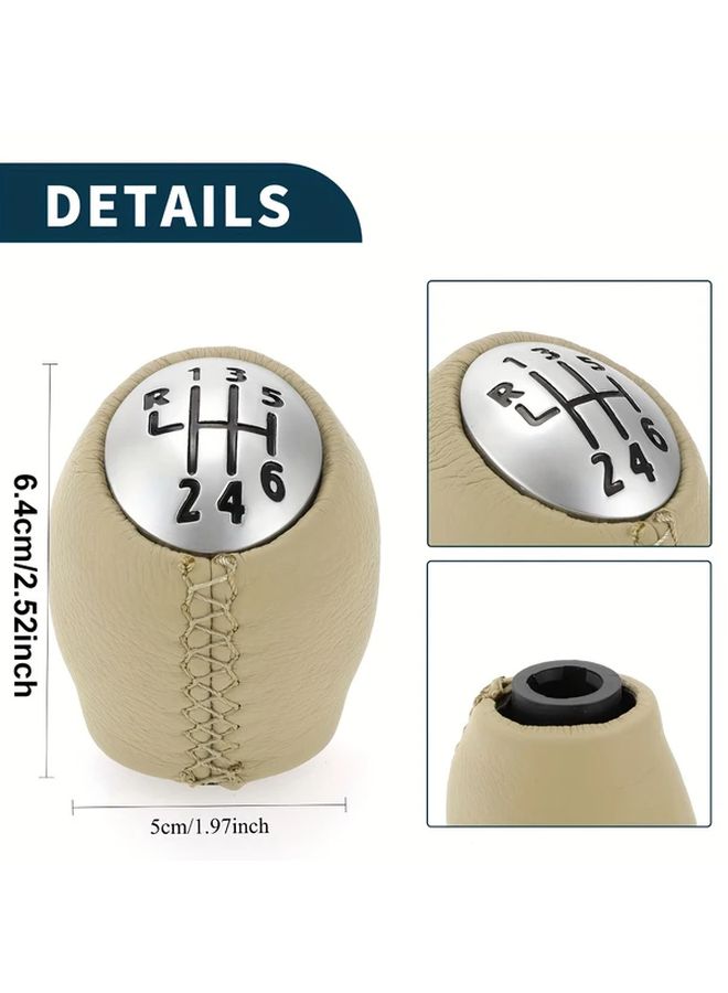 For Renault Clio Beige Gear Shift Knob 1pc PU Leather Stitched Short Shifter Gearbox Lever - Image 4