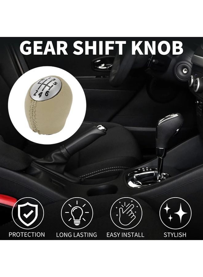 For Renault Clio Beige Gear Shift Knob 1pc PU Leather Stitched Short Shifter Gearbox Lever - Image 2