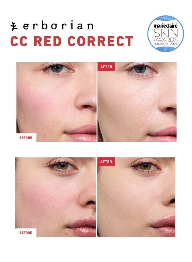Erborian CC Red Correct - Skincare-First Green Color Corrector with Centella Asiatica, Illuminating Color Corrector with Redness Coverage & SPF 25 - Cica, Korean Skincare, 1.5 Oz - Image 1