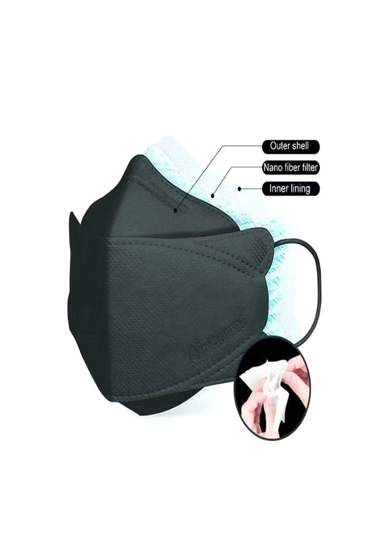اير كوين كمامة للوجه للاستعمال لمرة واحدة مزودة بفلتر نانو فايبر للكبار، لون أسود (قطعة واحدة) - Image 2