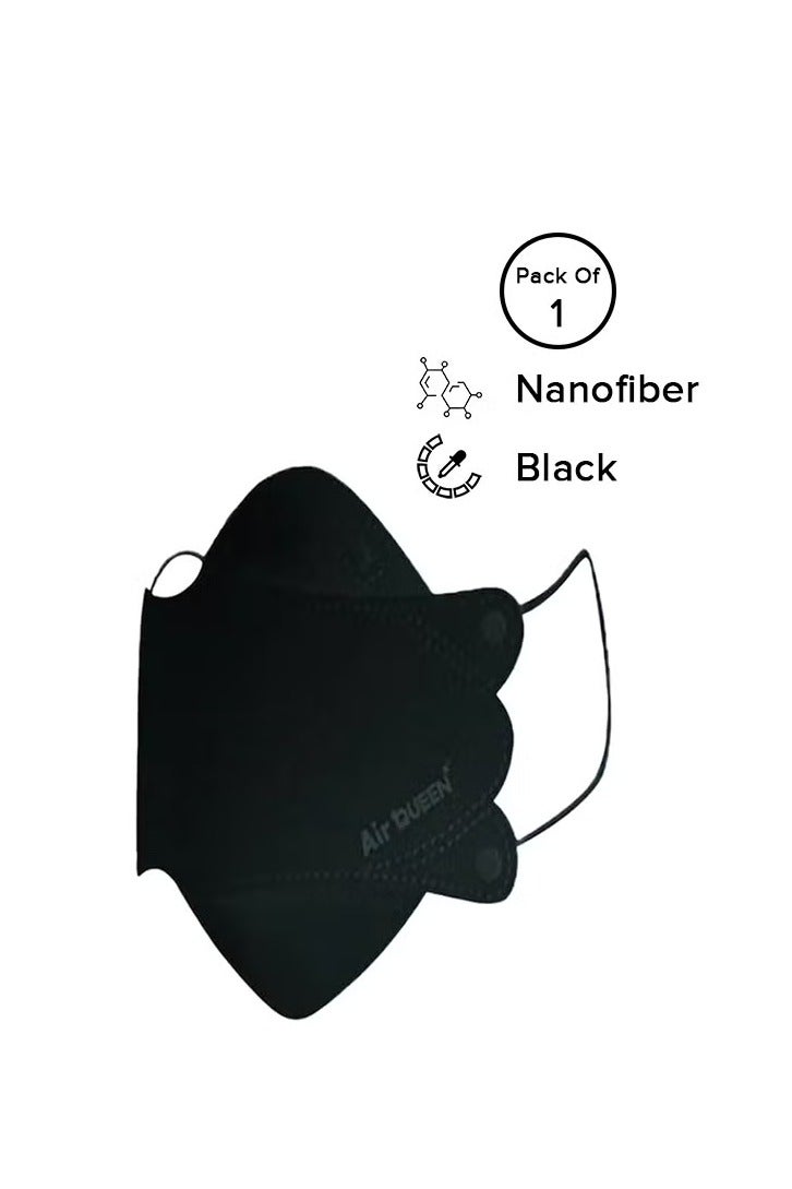 اير كوين كمامة للوجه للاستعمال لمرة واحدة مزودة بفلتر نانو فايبر للكبار، لون أسود (قطعة واحدة) - Image 3