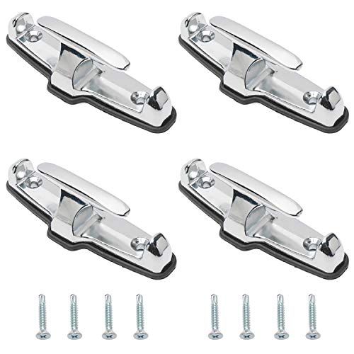 NovelBee 4pcs Chrome T-Hook Tie Down Rope with Washer and Mounting Screws for Car Boat (White) - Image 1