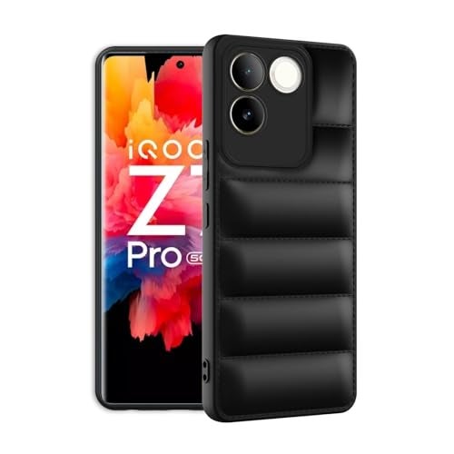 Plus Puffer Case Camera Protection Soft Back Cover for iQOO Z7 Pro | Vivo T2 Pro 5G - Black - Image 2