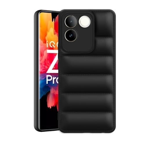 Plus Puffer Case Camera Protection Soft Back Cover for iQOO Z7 Pro | Vivo T2 Pro 5G - Black - Image 1