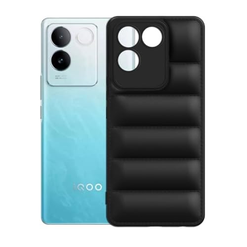 Plus Puffer Case Camera Protection Soft Back Cover for iQOO Z7 Pro | Vivo T2 Pro 5G - Black - Image 3