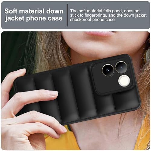 Plus Puffer Case Camera Protection Soft Back Cover for iQOO Z7 Pro | Vivo T2 Pro 5G - Black - Image 5