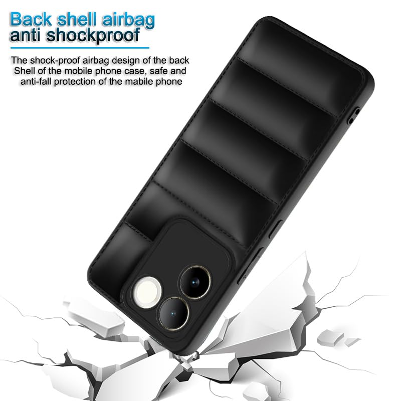 Plus Puffer Case Camera Protection Soft Back Cover for iQOO Z7 Pro | Vivo T2 Pro 5G - Black - Image 4