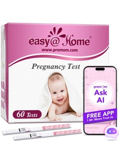 Easy@Home 60 Pregnancy Tests, FSA Eligible, 60 Hcg Test Strips Early Detection - Bulk Pregnancy Strips  - Image 1